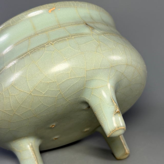 Antique Chinese Longquan Celadon Tripod Censer For Sale - Image 6 of 8