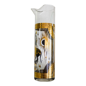 Fred Press Gold Trojan Horse Glass Cocktail Pitcher and Stirring Stick