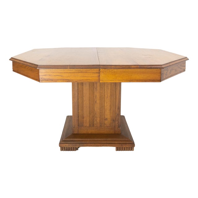 French Oak Square Pedestal Dining Table, 1940 For Sale
