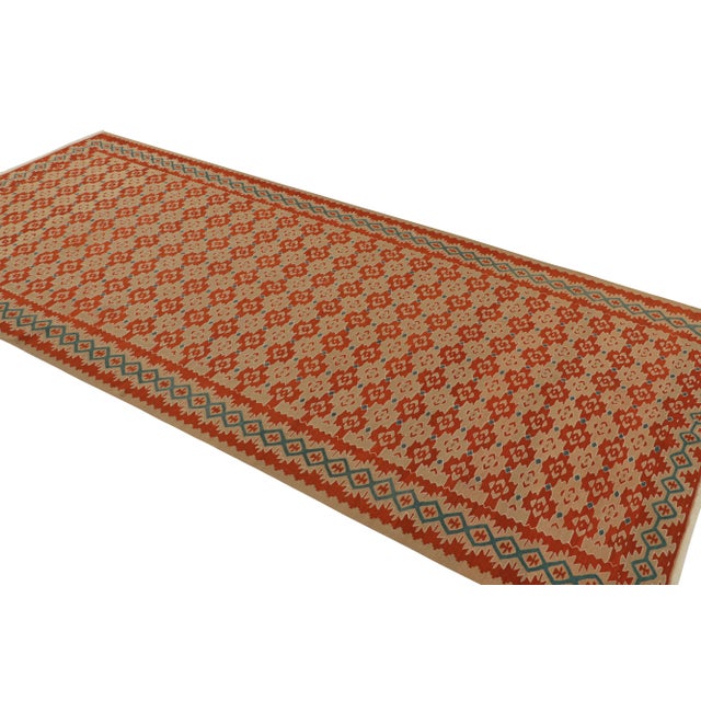 Rug & Kilim Handwoven Vintage Kilim Rug in Orange Beige Geometric All Over Pattern For Sale - Image 4 of 7