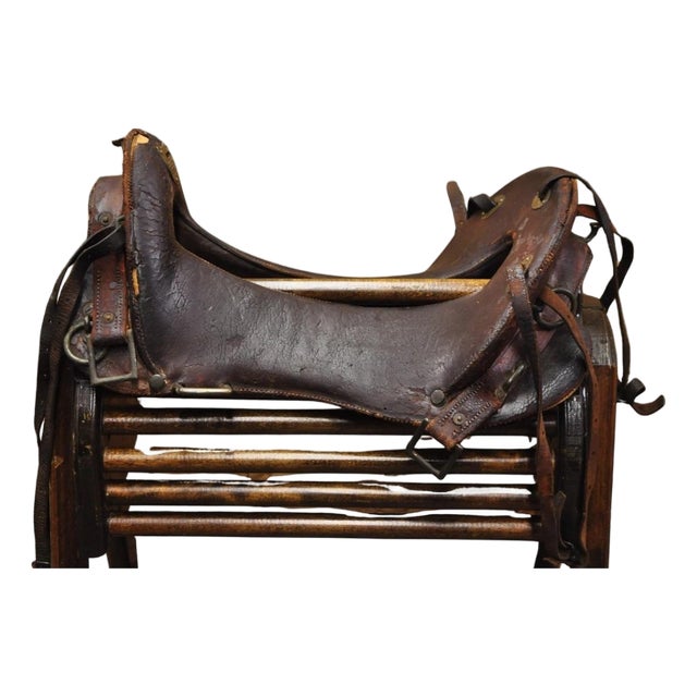 Antique McClellan Brown Leather 12 Inch Wwi Calvary Horse Saddle, Circa 1900 For Sale