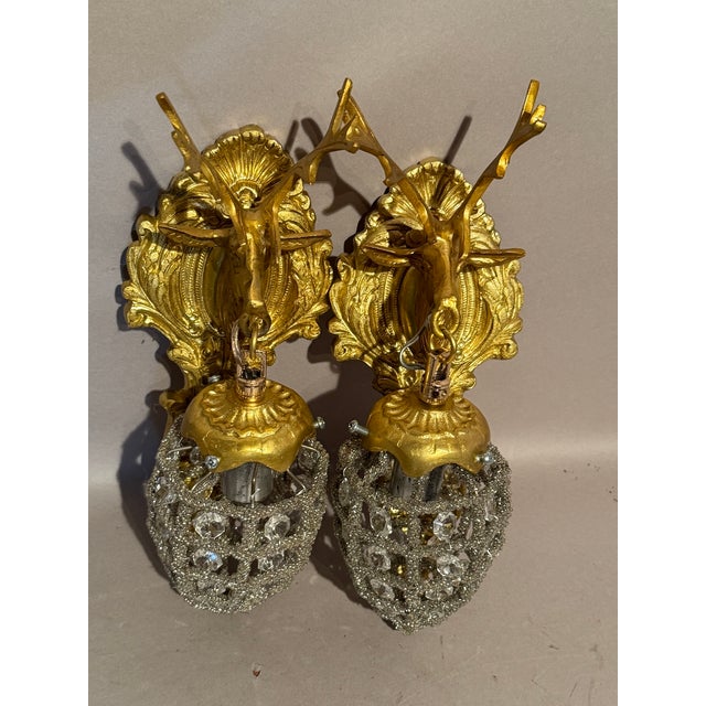 Late 20c French Louis XVI Gilt Bronze Wall Lamps / Sconces - 2 PCS For Sale - Image 9 of 17