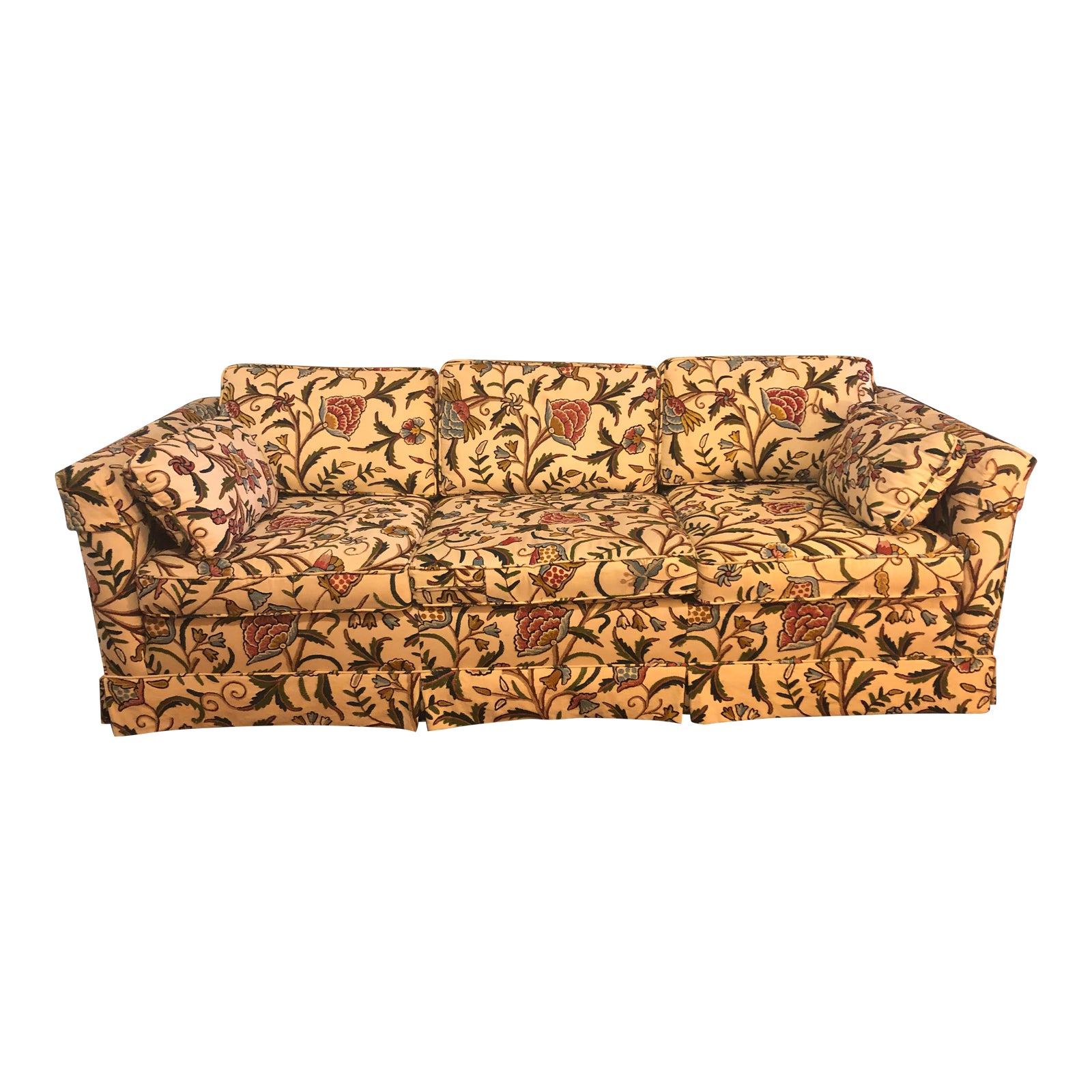 1980s Vintage Ethan Allen Crewel Embroidered Sofa Chairish