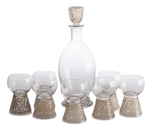 French Art Deco Mongolfer Liquor Set from Daum Nancy, 1920s, Set of 2