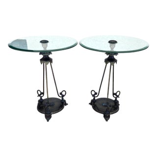 Verdi Gris Bronze Gueridon Tables Pair For Sale