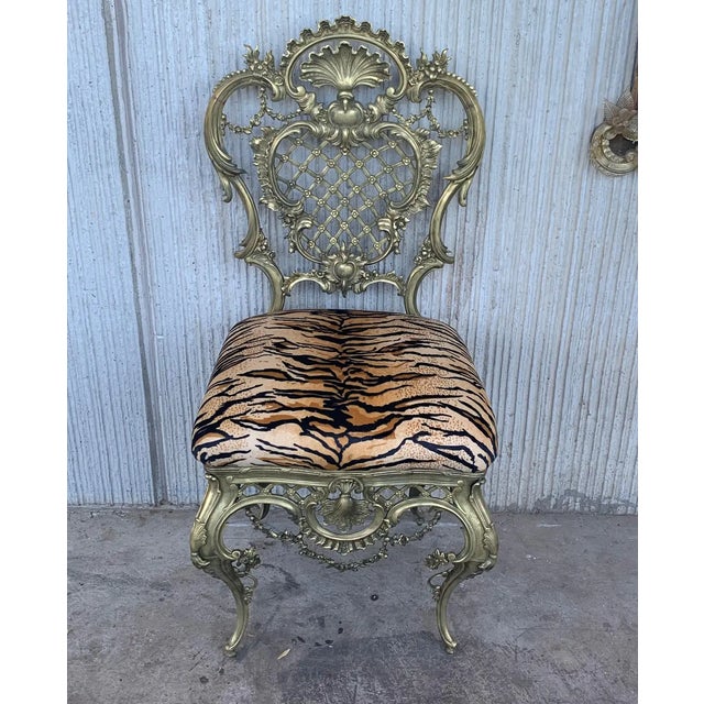 French 1930s French Louis XV Style Bronze Side Chairs - a Pair For Sale - Image 3 of 12