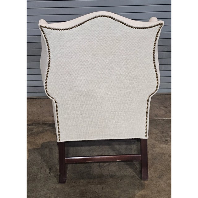 Hancock & Moore Late 20th Century Hancock & Moore Mahogany Chippendale Style Wing Chair High End Designer Fabric For Sale - Image 4 of 7