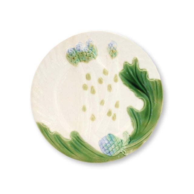 Early 20th Century Early 20th Century French Majolica Asparagus & Artichoke Plates - Set of 6 For Sale - Image 5 of 5