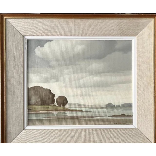 Pierre De Clausade, Mud Flats on the Loire, 1950s, Oil on Canvas, Framed For Sale - Image 11 of 11