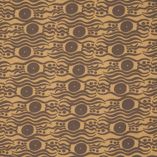 Schumacher Bosphorus Hand Block Fabric In Ochre & Brown For Sale