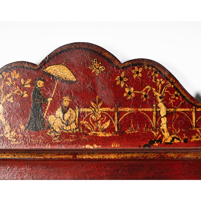 Chinoiserie Chippendale Styled Red & Gold Scenic Chinoiserie Mirror For Sale - Image 3 of 3