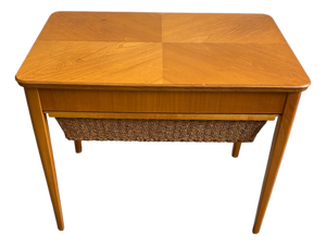 Scandinavian Modern Sewing Table in Teak and Cane, 1950s