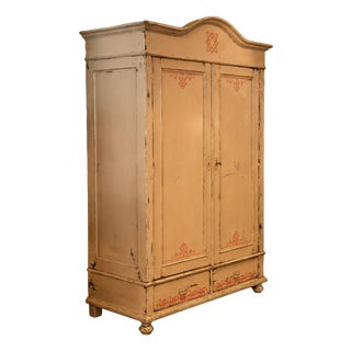 Vintage Farmhouse Wardrobe in Hand-Painted Pine, 1920 For Sale