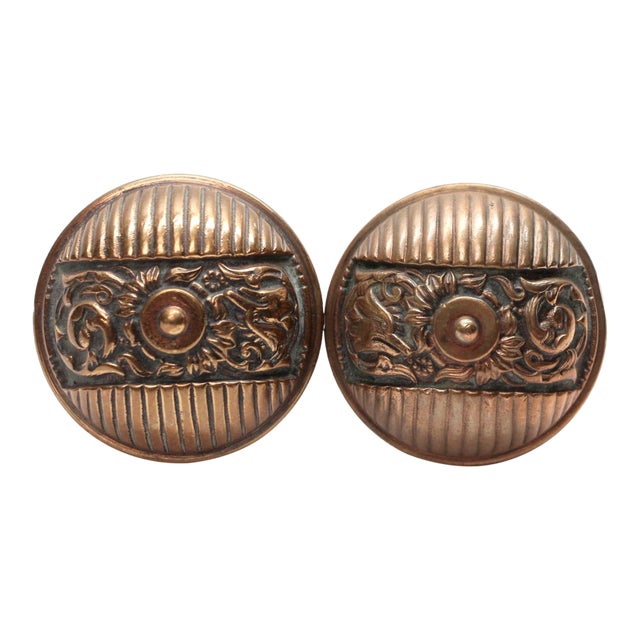 Antique Bronze Italian Renaissance Columbian Entry Door Knobs For Sale
