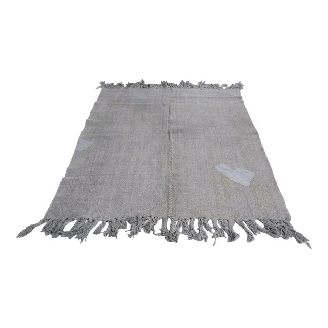 Anatolian Grey Vintage Hemp Kilim Rug For Sale