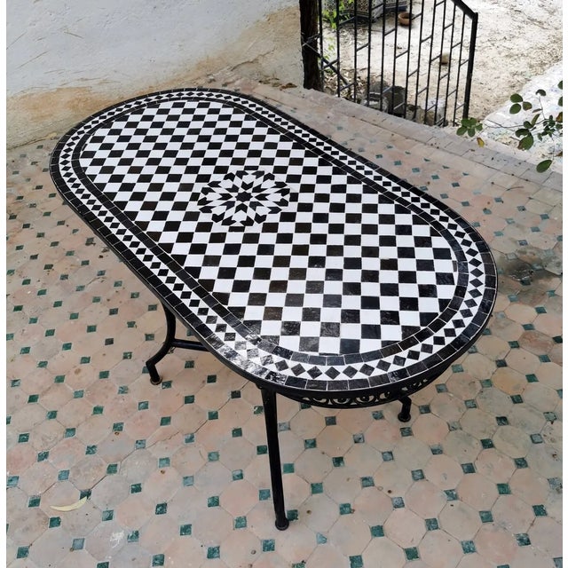tiles centre table for An indoor / outdoor glazed Moroccan mosaic table, A very simple style, but with great...