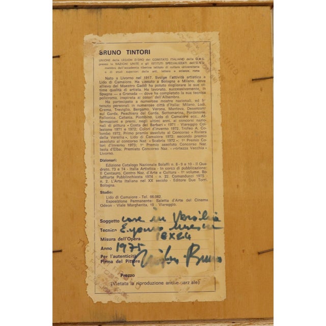 Bruno Tintori, Houses in Versilia, 1975, Oil Painting, Framed For Sale - Image 9 of 13