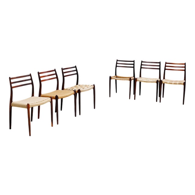 Vintage Danish Chairs in Wood by Niels Otto Møller, 1960s, Set of 6 For Sale