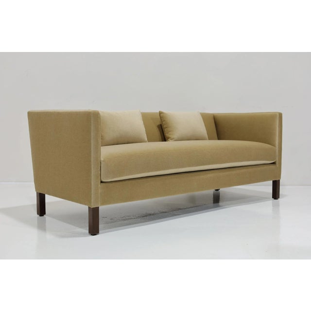 Discover timeless elegance with the Edward Wormley for Dunbar Tuxedo Sofa, newly reupholstered in exquisite mohair by...