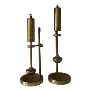 Pair of Brass Oil Lamps by Ilse D. Ammonsen, C. 1970s