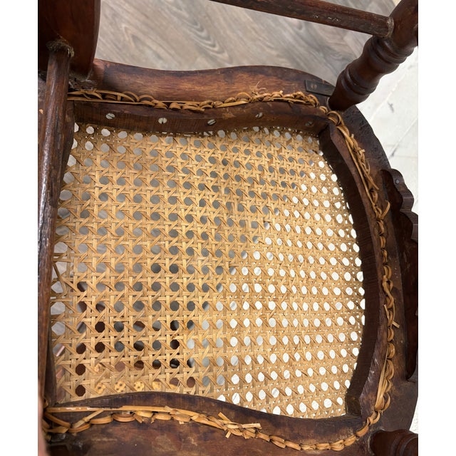 Vintage Victorian Eastlake Style Ladder Back Cane Seat Dining Chairs - Set of 3 For Sale - Image 9 of 9