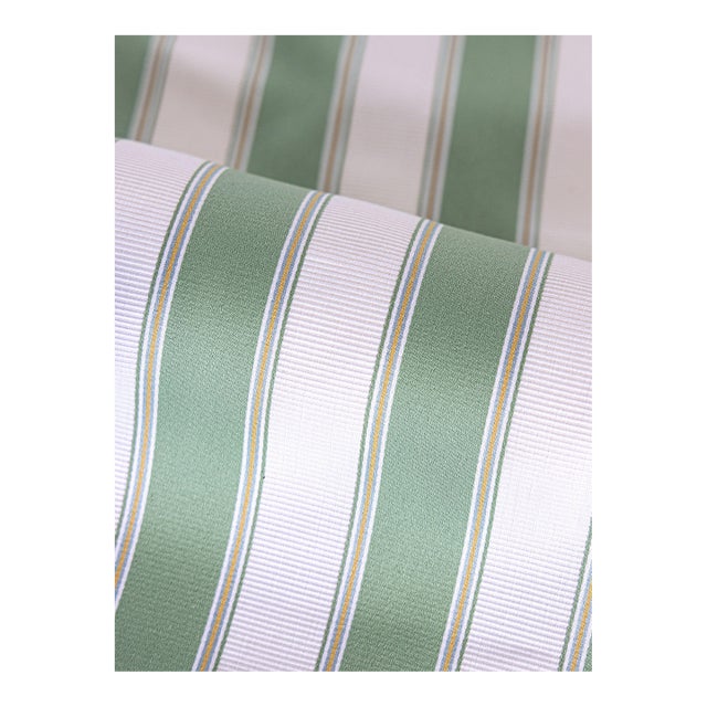 Sample - The House of Scalamandré Piano Stripe Fabric, Endive For Sale
