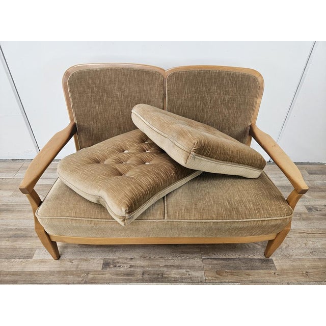 Beige Vintage Beech 2-Seater Sofa, 1970s For Sale - Image 8 of 15