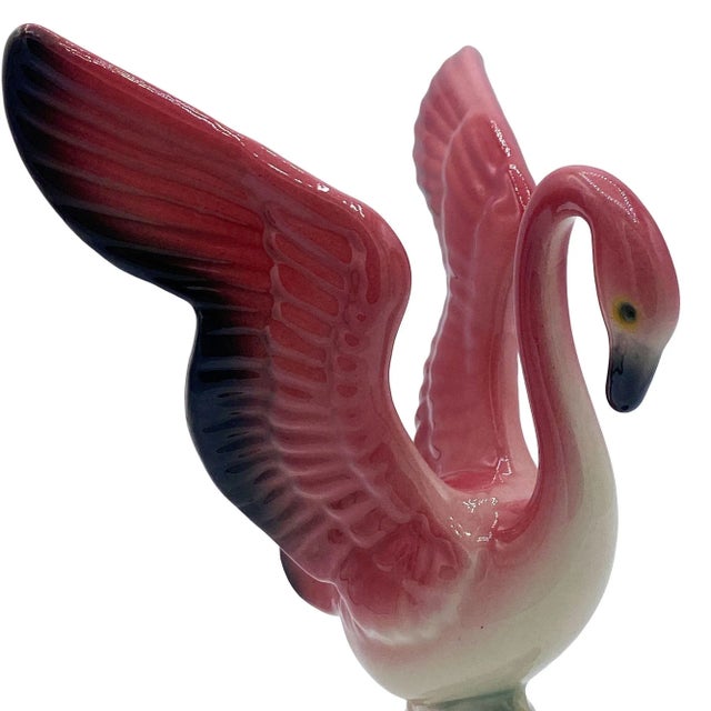 1950s Mid-Century Ceramic Flamingo Figurine & Vase Set by Maddux & Leftons- 3 Pieces For Sale - Image 5 of 18