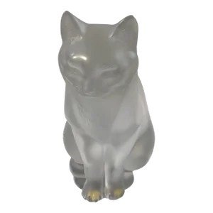 2000’s Lalique Paris Frosted Crystal Sitting Cat