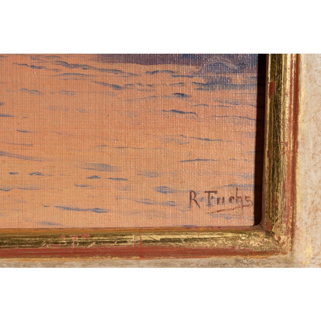 Dimensions without frame: 26,5 x 42,8 x 0,5 cm. signed "r. Fuchs" in the lower right corner. a serene and atmospheric...