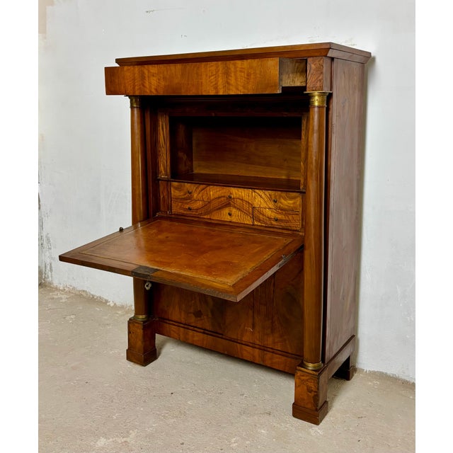 Large French Empire Walnut Secretaire Abattant, Early 20th Century For Sale - Image 13 of 18