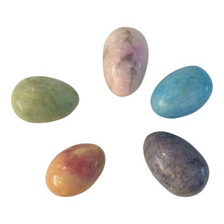 Vintage Italian Pastel Polished Alabaster Eggs, 5 Pcs For Sale