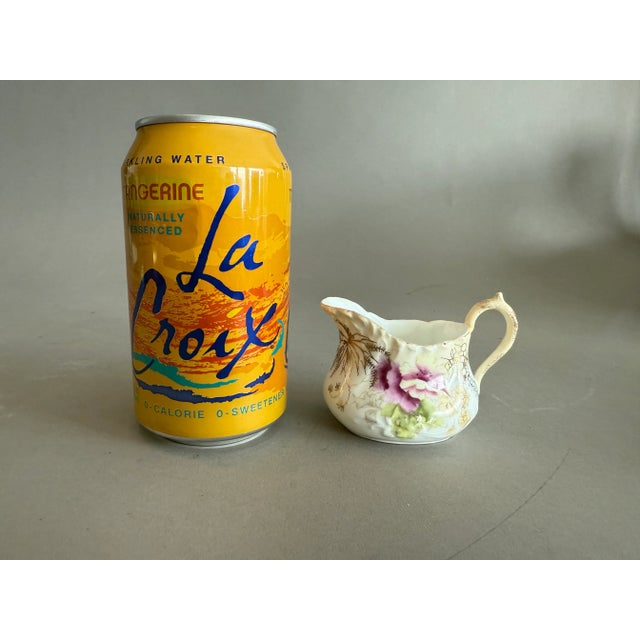 Antique Creamer Porcelain Transfer Ware Purple White Gilt Flowers For Sale In Tampa - Image 6 of 9