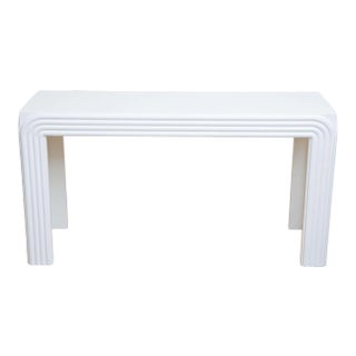 1980's White Lacquered Wood Rectangle Console and or Sofa Table Restored For Sale