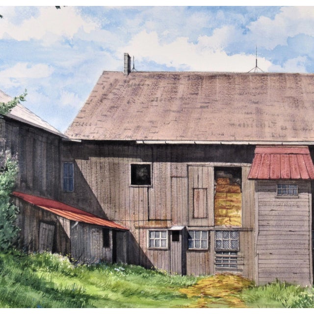 This artwork titled "Earl Scwaiger's Barn" c.1980 is a watercolor on paper by American artist W. Ralph Murray, 1932-2009....