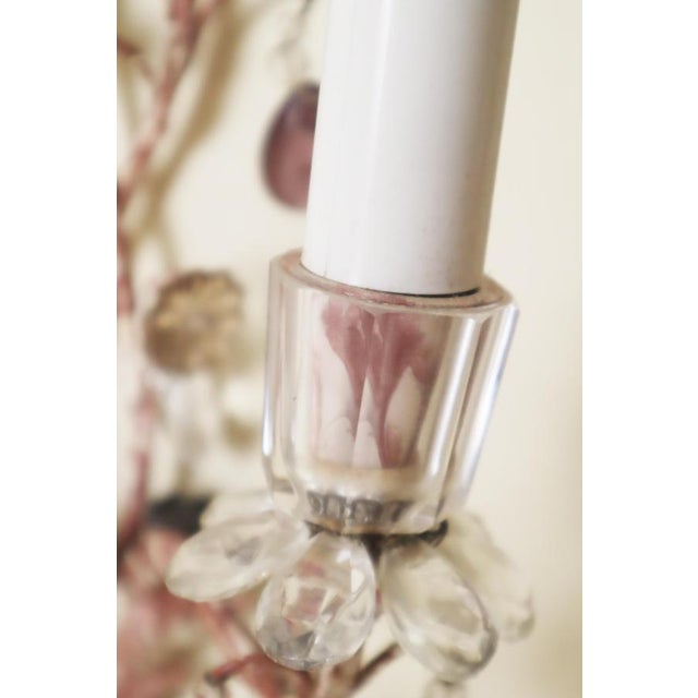 Wall Lights with Crystal Glass Flowers and Marbled Metal attributed to Maison Baguès, 1950s, Set of 2 For Sale - Image 8 of 15