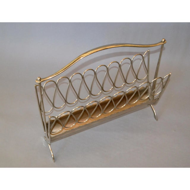 Osvaldo Borsani Style Mid-Century Modern Scrolled Stainless Steel Magazine Rack For Sale In Miami - Image 6 of 10