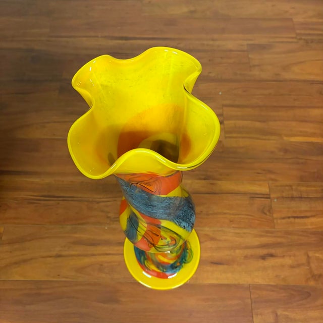 Studio Art Blown Glass Floor Vase - Signed 2003 For Sale - Image 4 of 12