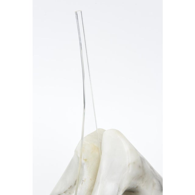 Contemporary Signed Vintage Carrara Marble and Lucite Sculpture 1970's For Sale - Image 3 of 10