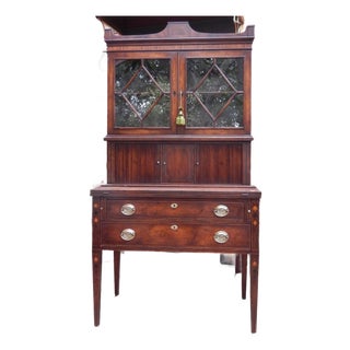 1940's Tambour Door Mahogany Secretary For Sale