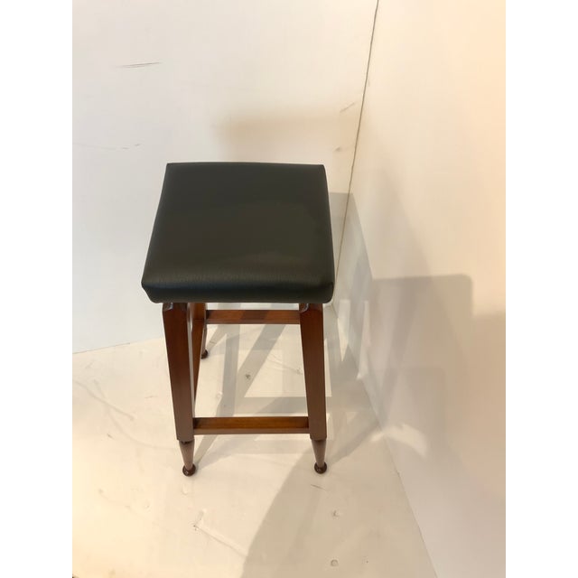 Black Leather Mayan Bar Stool | Chairish