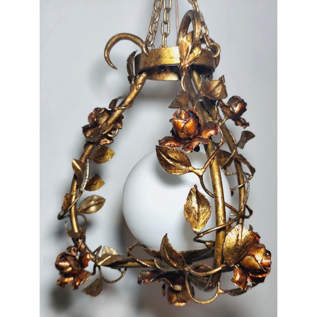 Wrought Iron and Gold Leaf Lamp, Spain, 1960s For Sale - Image 9 of 17