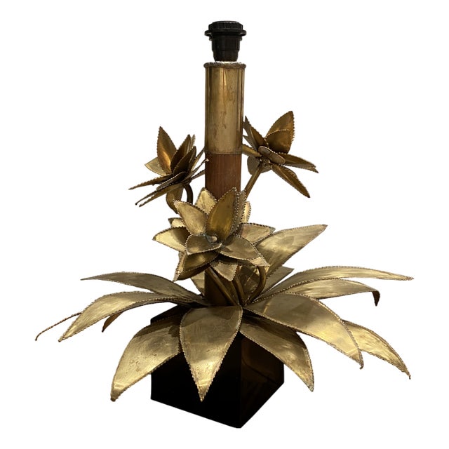 Bamboo Palm Table Lampe by Christian Techoueyres for Maison Jansen, 1970s For Sale