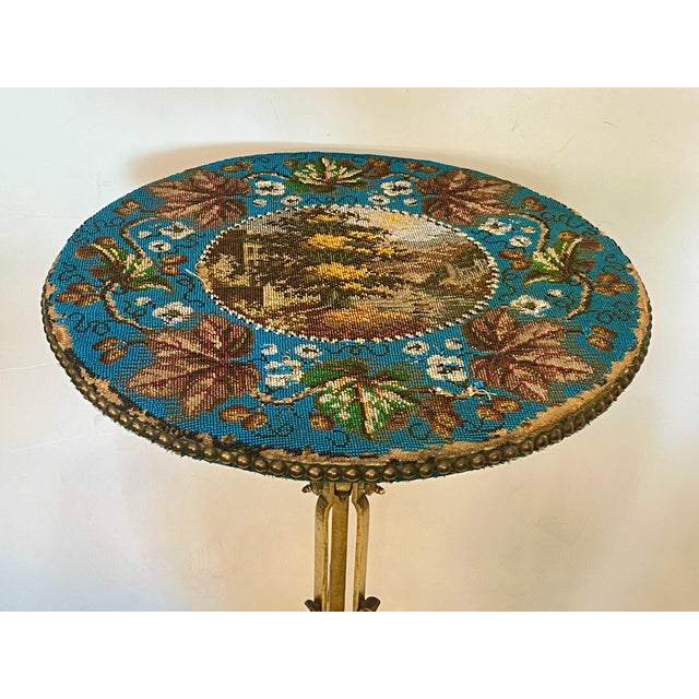 French beaded top table by Maison Huret, from around 1865. This unique and rare table comes from the famous dollhouse...