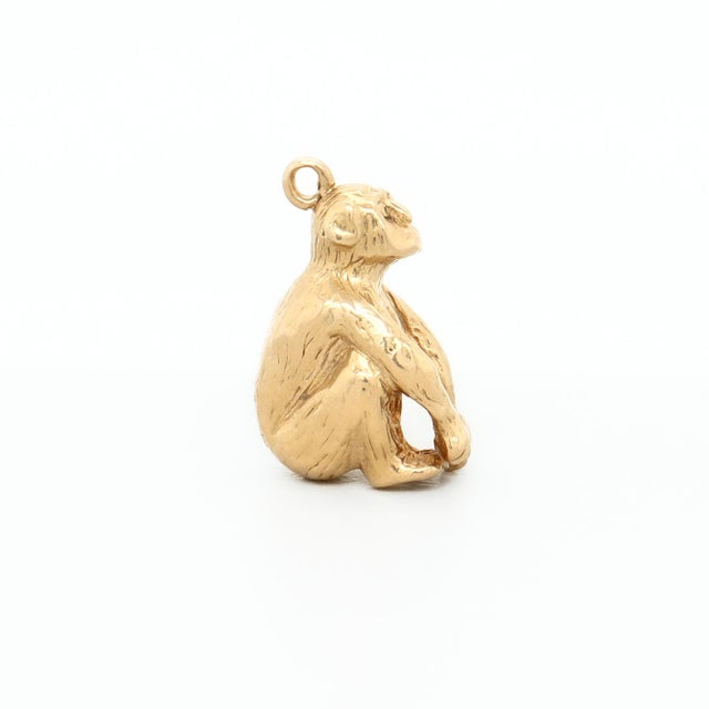 Gold Vintage English 9ct. Gold Figural Monkey or Chimpanzee Charm for a Bracelet For Sale - Image 8 of 14