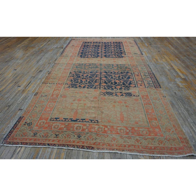 Asian 1920s Navy Rustic Pomegranate Antique Central Asian Khotan Carpet 7'4" X 14'4" Knotted Wool Rug For Sale - Image 3 of 10