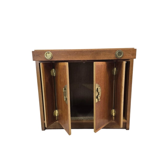 Vintage Chinese Elm Campaign-Style Cabinet With Brass Hardware For Sale - Image 10 of 11