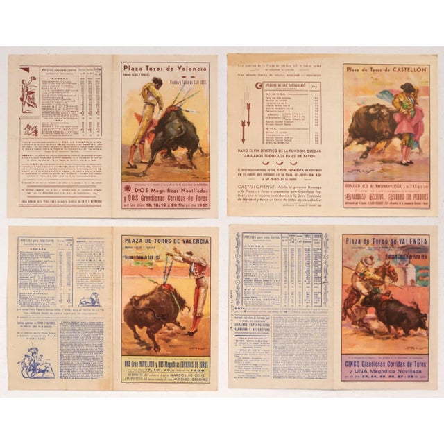 1930's Spanish Bullfighting Poster, Plaza De Toro, Valencia (Set of 4) For Sale - Image 11 of 11