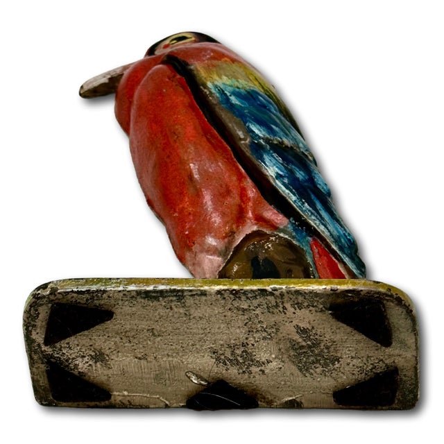 Outstanding & Rare Antique Beautifully Hand Painted Albany Foundry Cast Iron Heron Doorstop Circa 1920s For Sale - Image 16 of 18