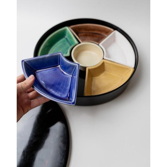 Vintage Japanese Studio Ceramic Snack Bowls with Outer Shell and Integrated Tray, 1980s, Set of 2 For Sale - Image 10 of 14